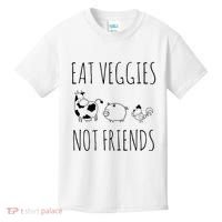 Eat Veggies Not Friends Vegan Vegetarian Kids T-Shirt thumb 0
