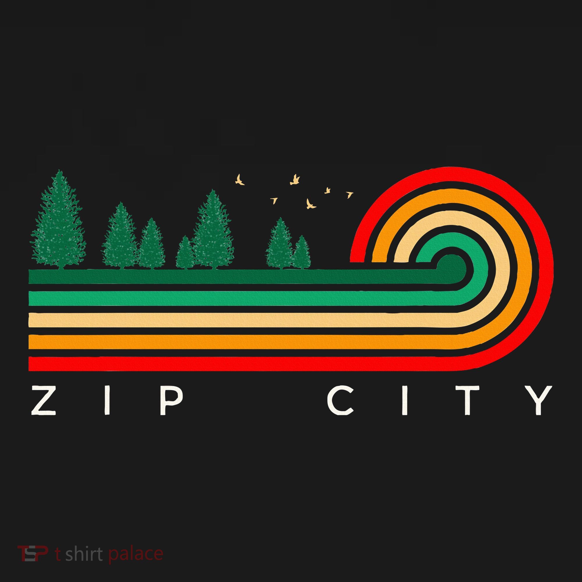 Evergreen Vintage Stripes Zip City Alabama T-Shirt