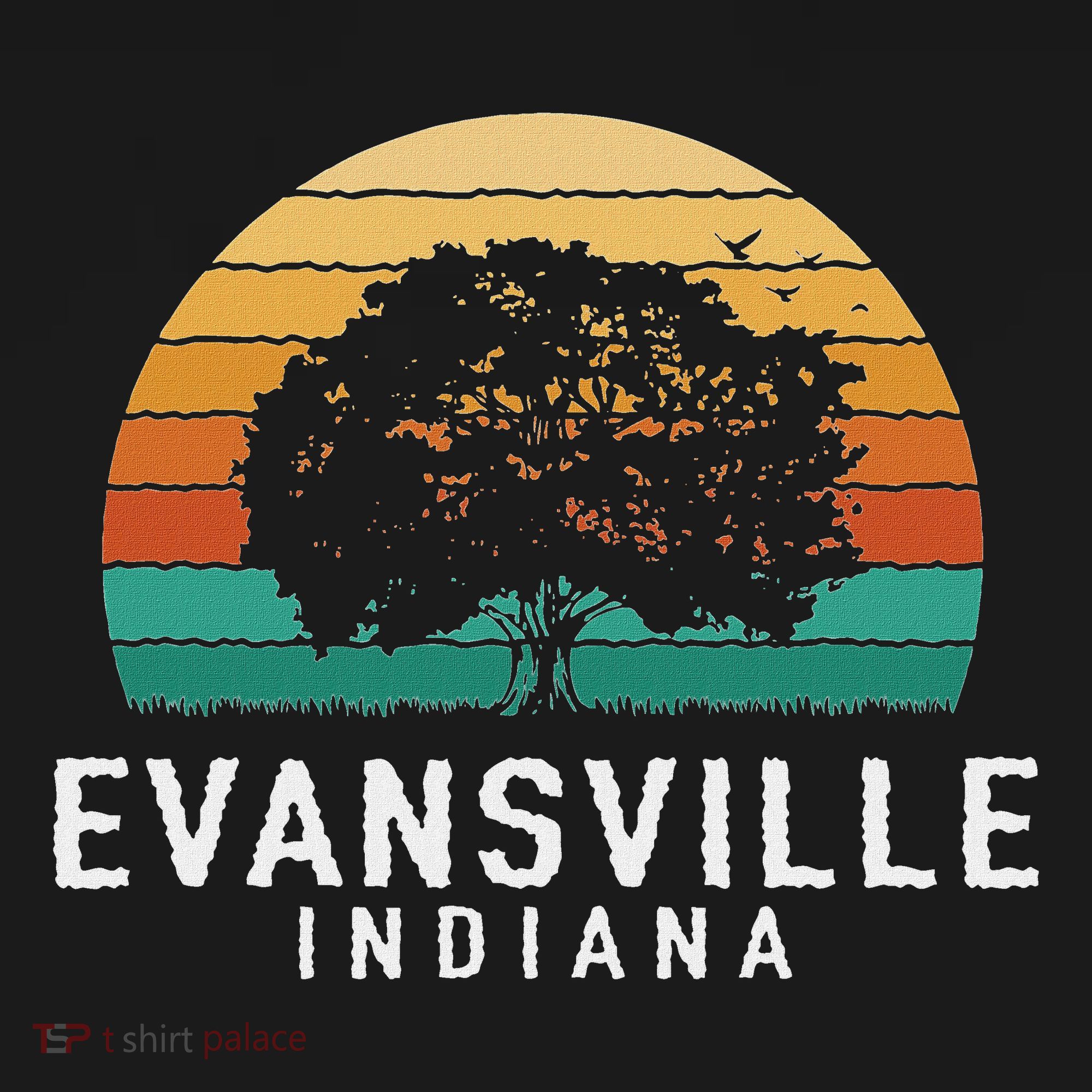 Evansville Vintage Sunset Indiana Souvenir T-Shirt