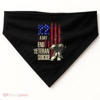 End Veteran Suicide Awareness 22 A Day Patriotic Us Flag USA-Made Doggie Bandana thumb 0