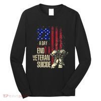 End Veteran Suicide Awareness 22 A Day Patriotic Us Flag Long Sleeve Shirt thumb 0