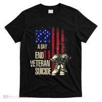 End Veteran Suicide Awareness 22 A Day Patriotic Us Flag T-Shirt thumb 0