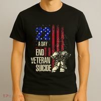 End Veteran Suicide Awareness 22 A Day Patriotic Us Flag T-Shirt thumb 3