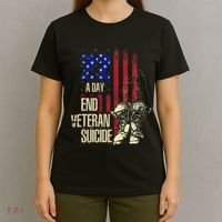 End Veteran Suicide Awareness 22 A Day Patriotic Us Flag T-Shirt thumb 4