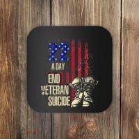 End Veteran Suicide Awareness 22 A Day Patriotic Us Flag Coaster thumb 0