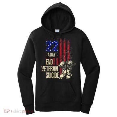 End Veteran Suicide Awareness 22 A Day Patriotic Us Flag Women's Hoodie