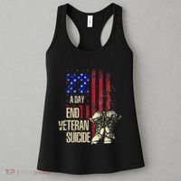 End Veteran Suicide Awareness 22 A Day Patriotic Us Flag Women's Tank Top thumb 3