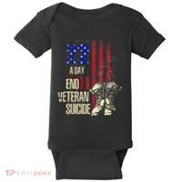 End Veteran Suicide Awareness 22 A Day Patriotic Us Flag Baby Bodysuit thumb 0