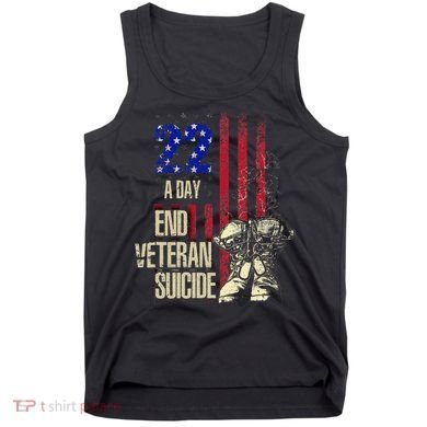 End Veteran Suicide Awareness 22 A Day Patriotic Us Flag Tank Top