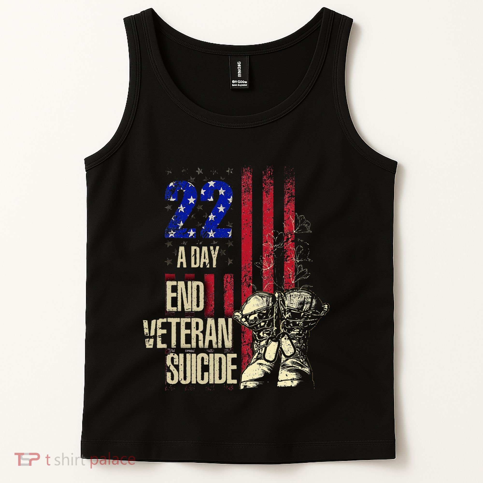 End Veteran Suicide Awareness 22 A Day Patriotic Us Flag Tank Top