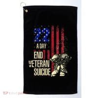 End Veteran Suicide Awareness 22 A Day Patriotic Us Flag Golf Towel thumb 0