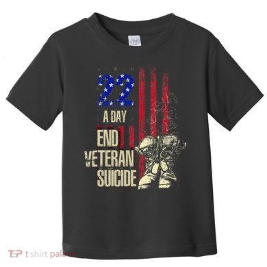 End Veteran Suicide Awareness 22 A Day Patriotic Us Flag Toddler T-Shirt