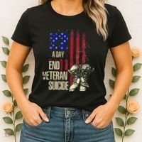 End Veteran Suicide Awareness 22 A Day Patriotic Us Flag Women's T-Shirt thumb 2