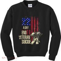 End Veteran Suicide Awareness 22 A Day Patriotic Us Flag Kids Sweatshirt thumb 0