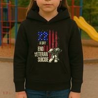 End Veteran Suicide Awareness 22 A Day Patriotic Us Flag Kids Hoodie thumb 3