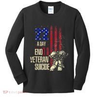 End Veteran Suicide Awareness 22 A Day Patriotic Us Flag Kids Long Sleeve Shirt thumb 0