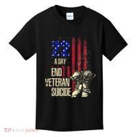 End Veteran Suicide Awareness 22 A Day Patriotic Us Flag Kids T-Shirt thumb 0