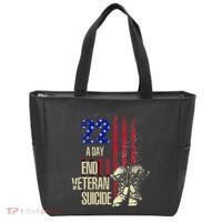 End Veteran Suicide Awareness 22 A Day Patriotic Us Flag Tote Bag thumb 0