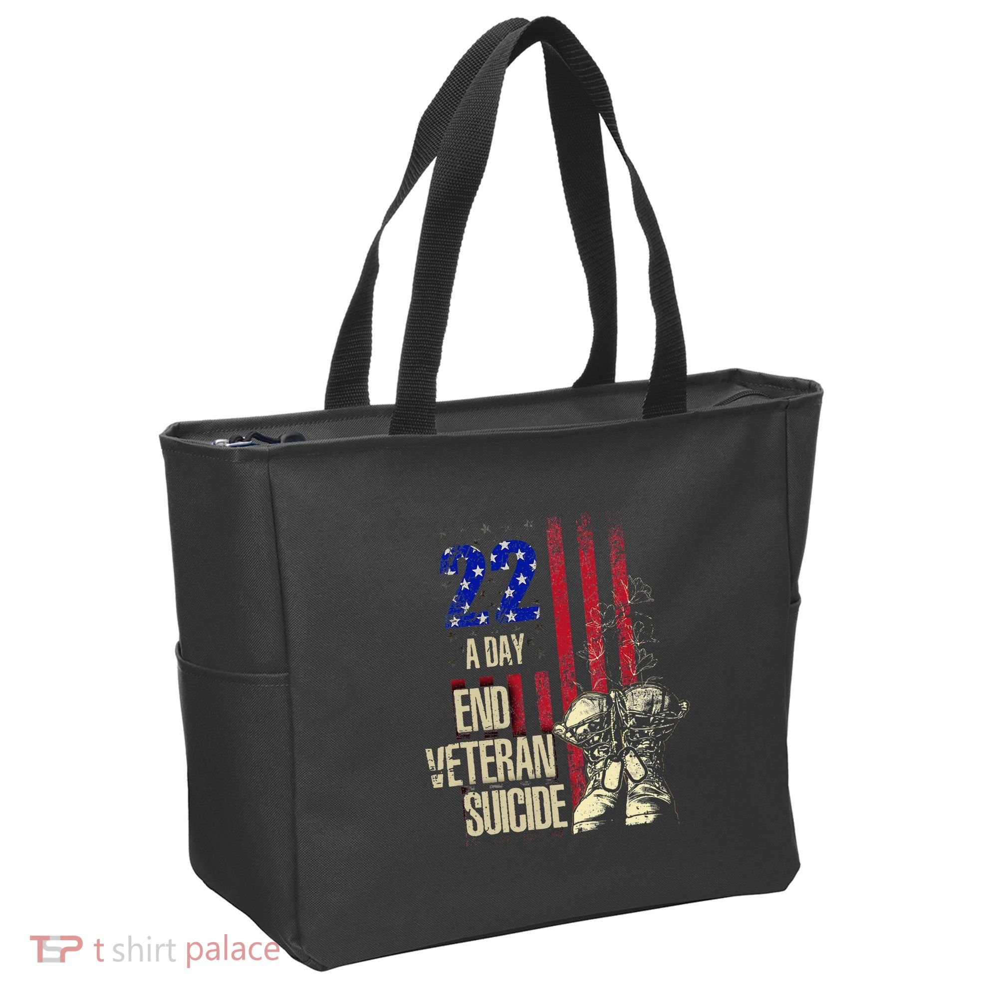 End Veteran Suicide Awareness 22 A Day Patriotic Us Flag Tote Bag