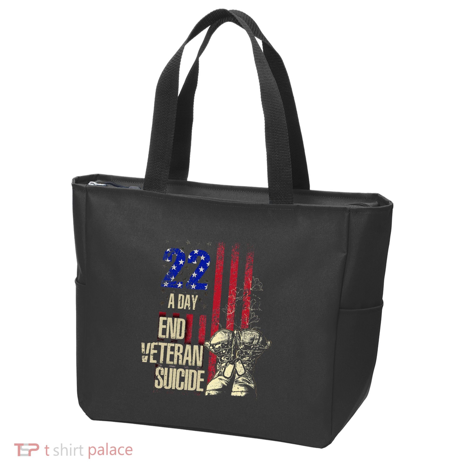 End Veteran Suicide Awareness 22 A Day Patriotic Us Flag Tote Bag