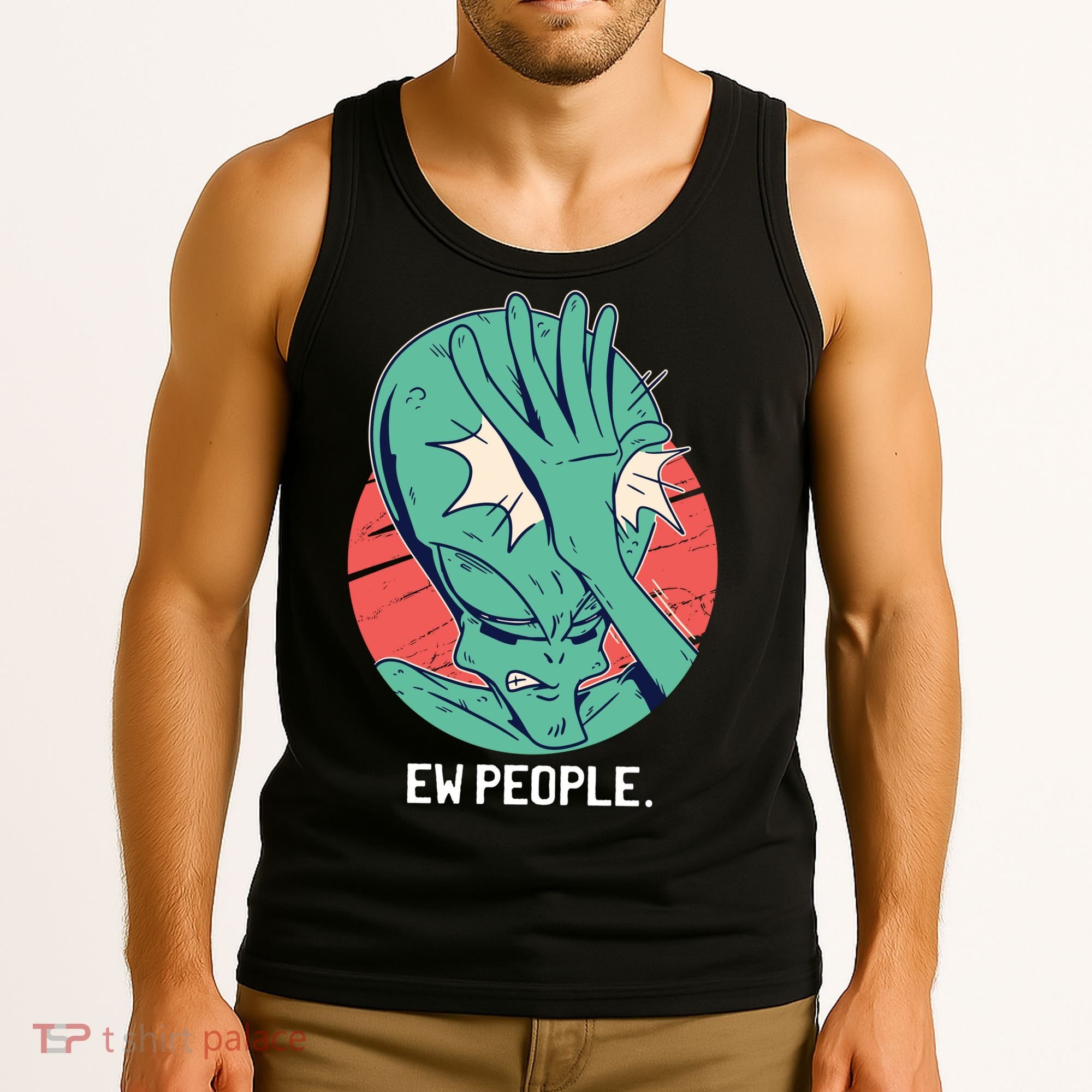 Ew People Alien Facepalm Tank Top