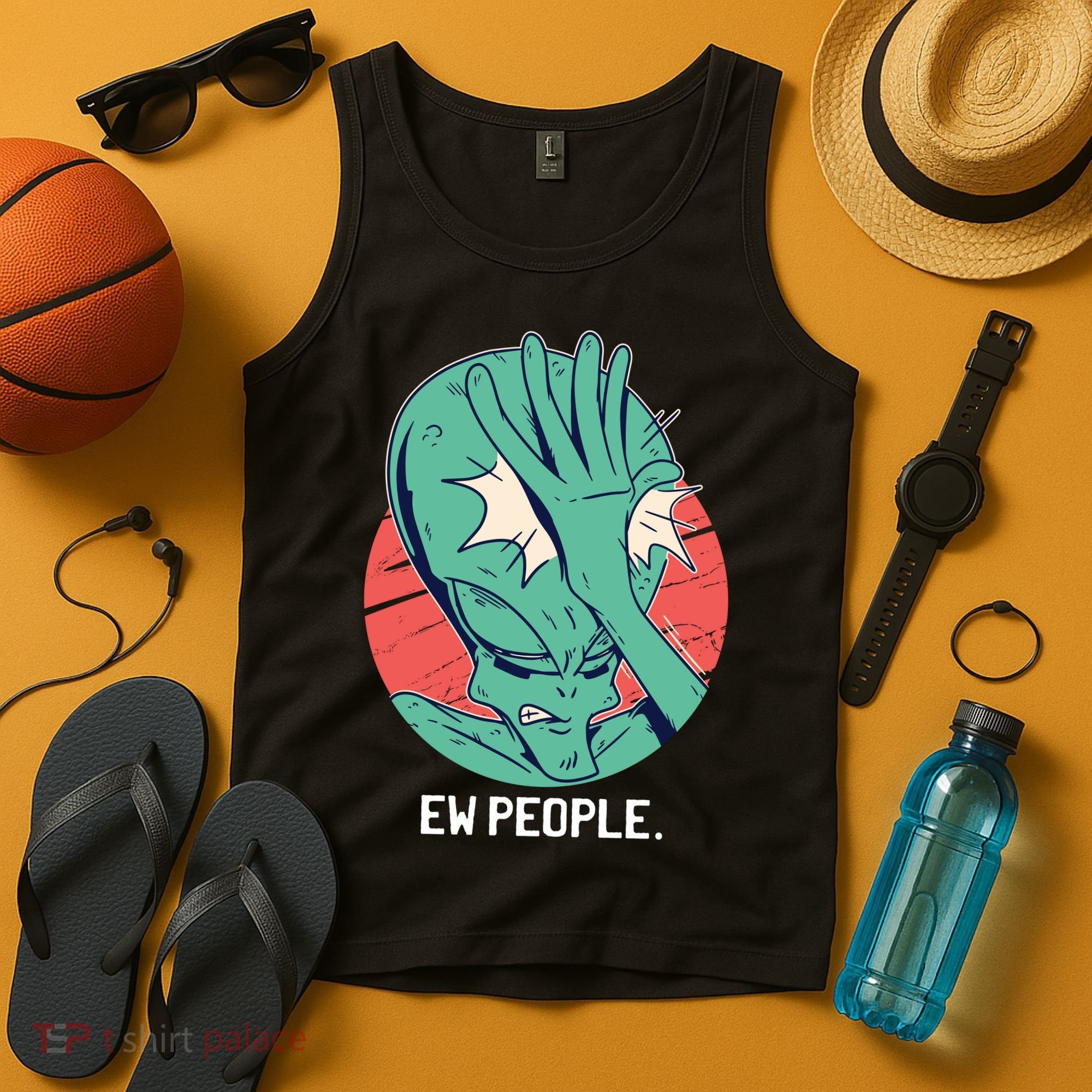 Ew People Alien Facepalm Tank Top