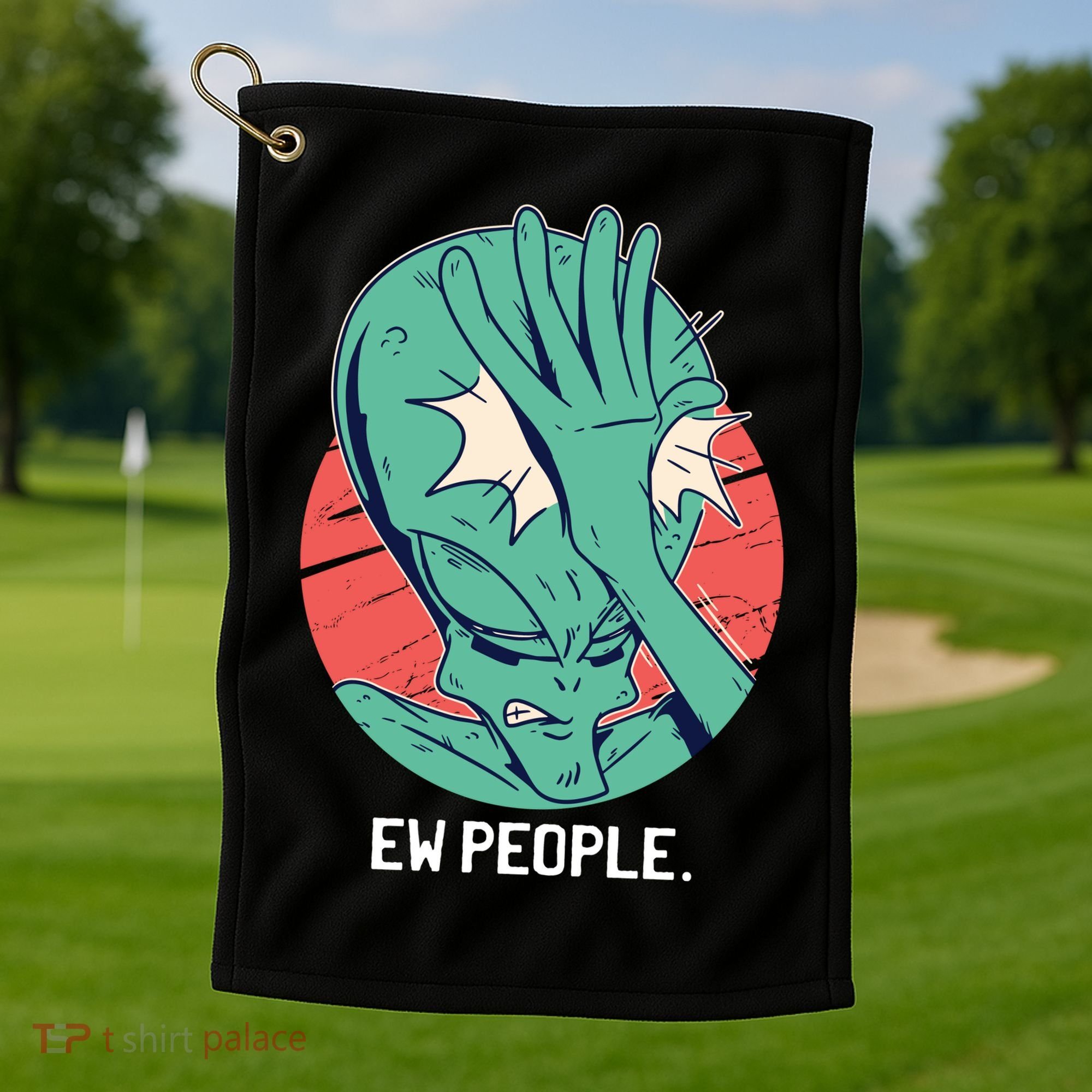 Ew People Alien Facepalm Golf Towel