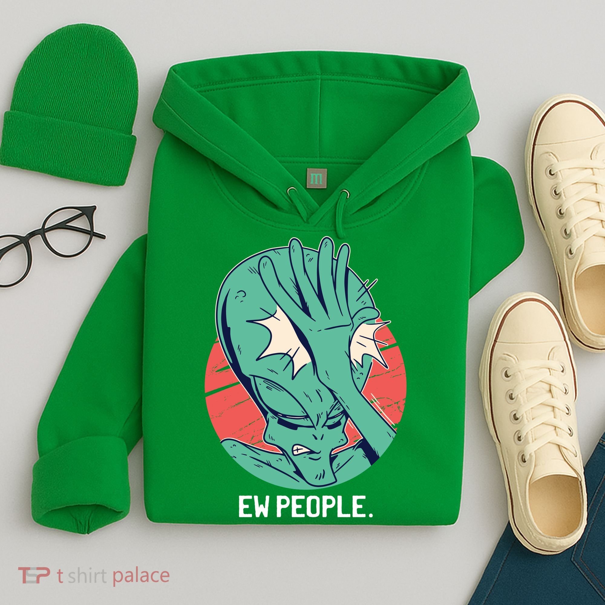 Ew People Alien Facepalm Hoodie