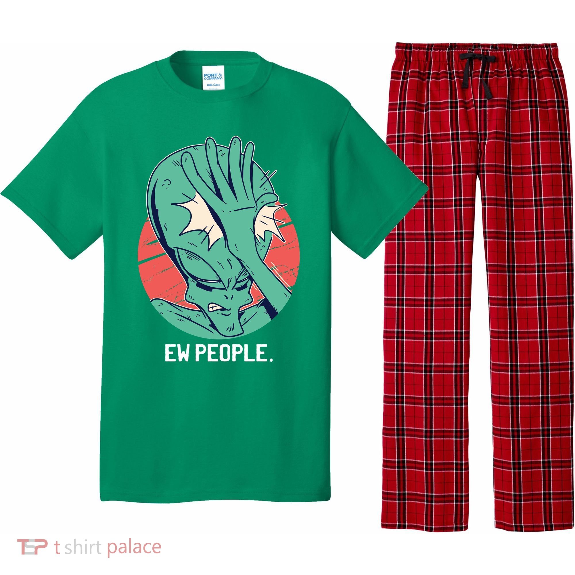 Ew People Alien Facepalm Pajama Set