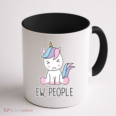 Ew People Funny Cute Unicorn Coffee Mug back