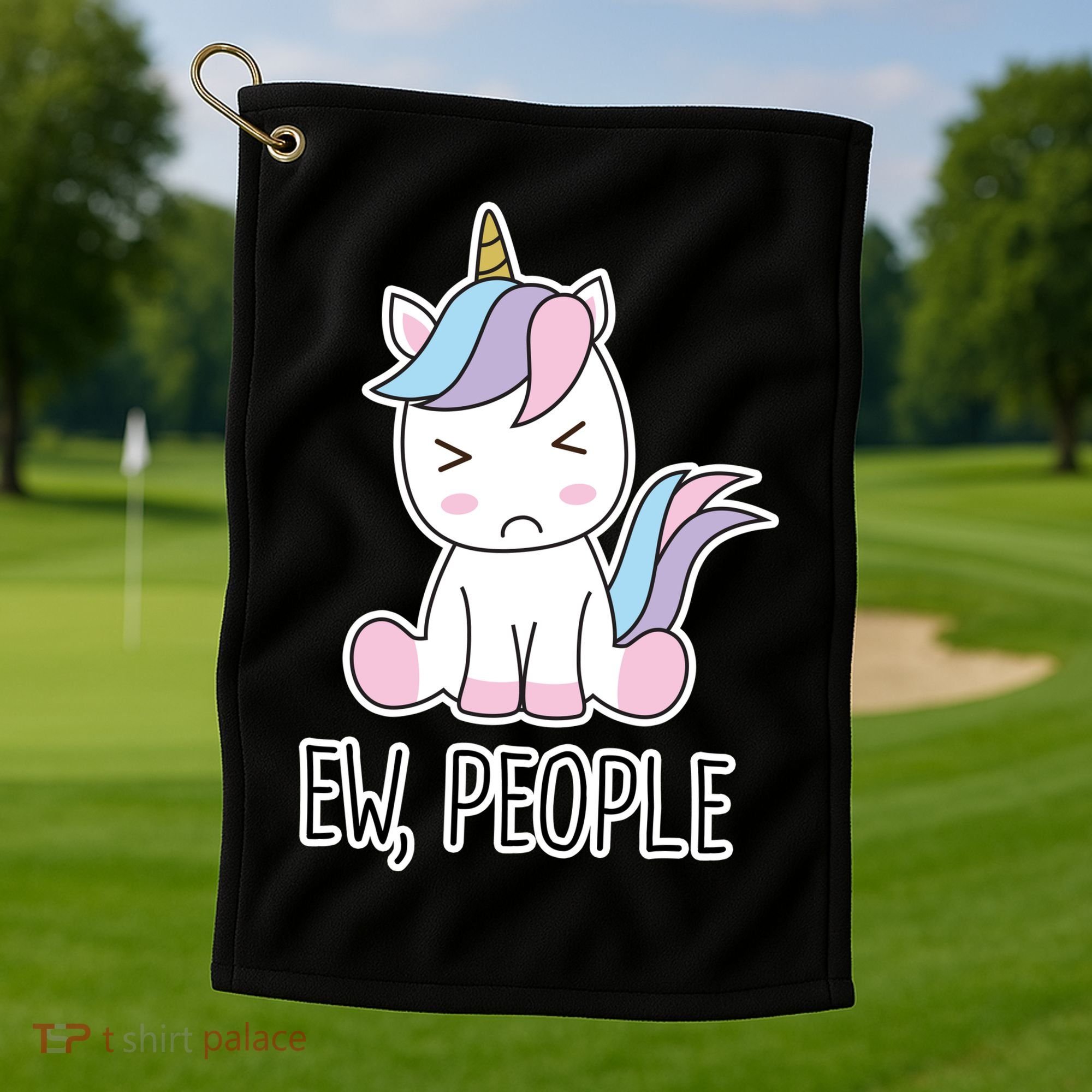 Ew People Funny Cute Unicorn Golf Towel