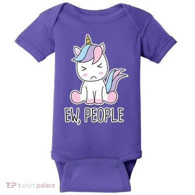 Ew People Funny Cute Unicorn Baby Bodysuit