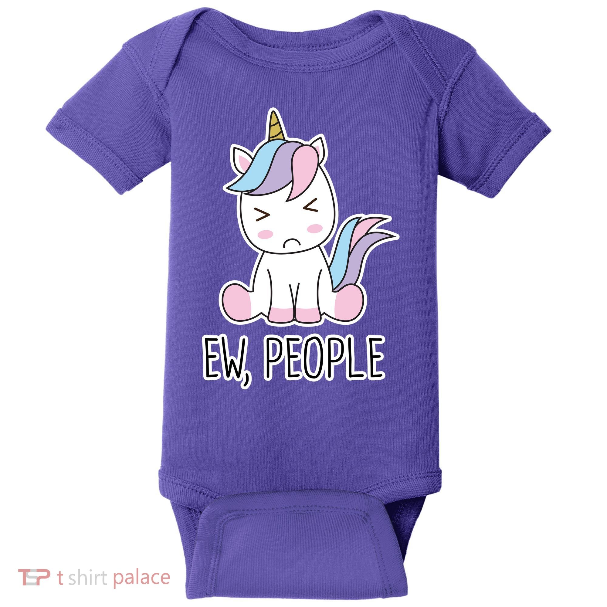 Ew People Funny Cute Unicorn Baby Bodysuit