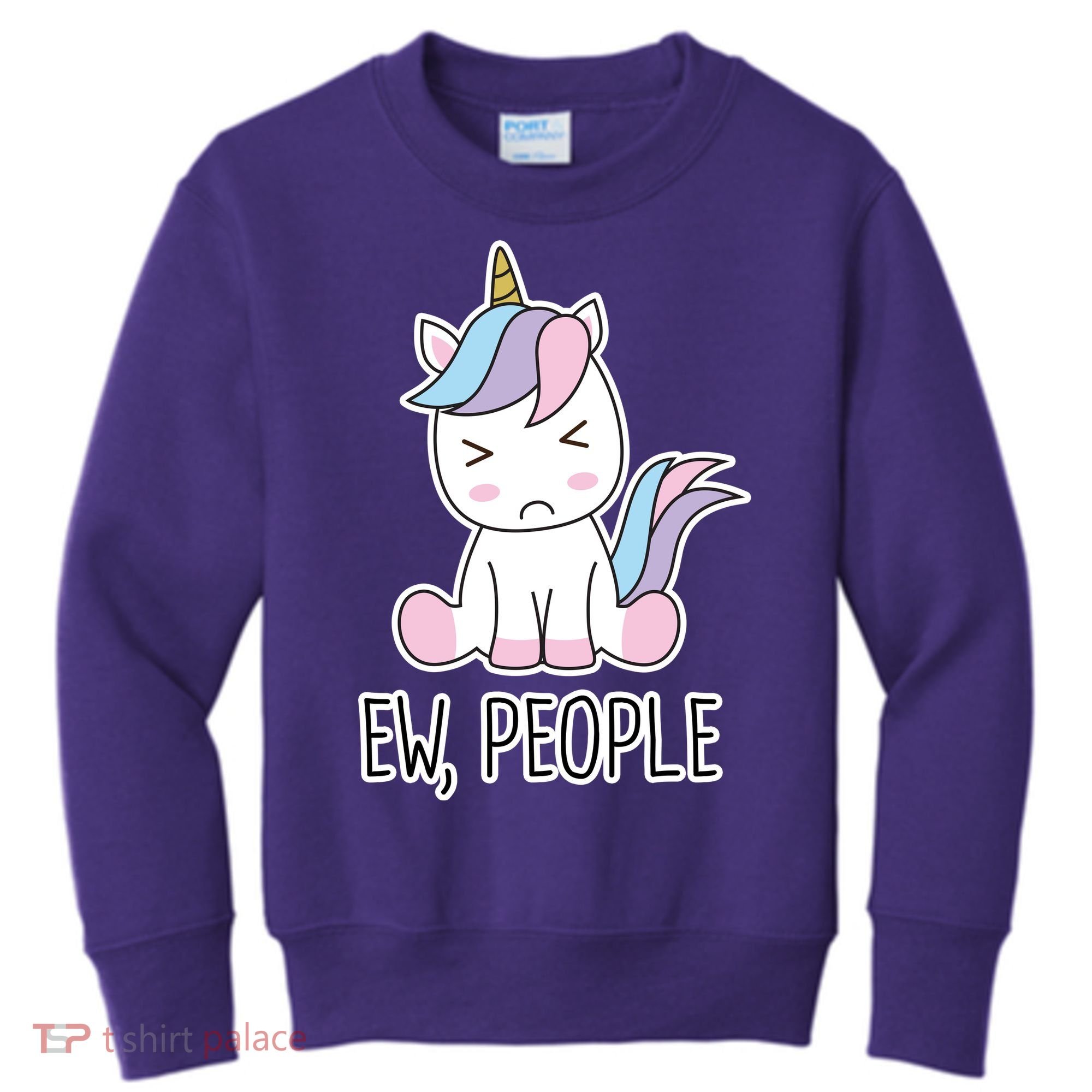 Ew People Funny Cute Unicorn Kids Sweatshirt