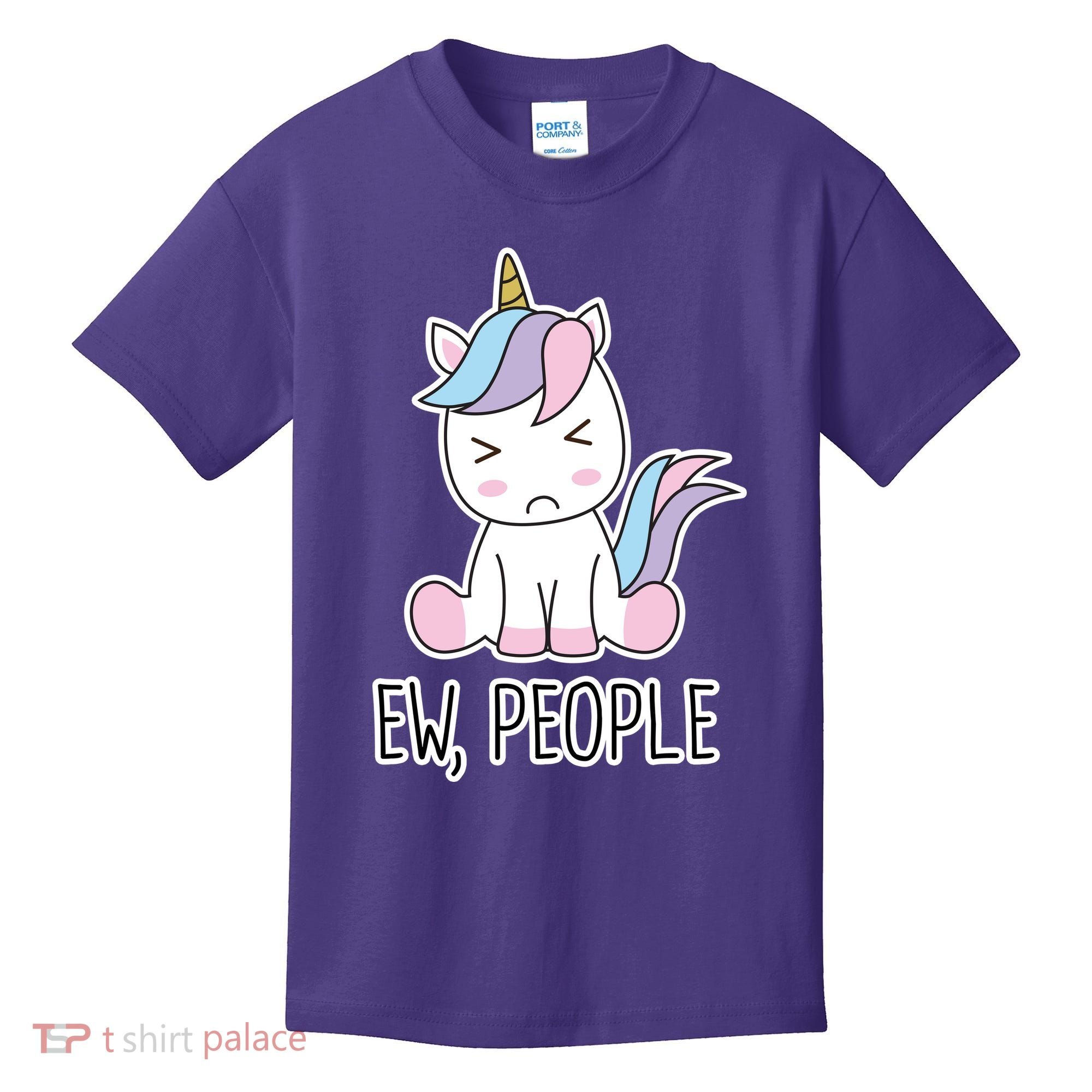 Ew People Funny Cute Unicorn Kids T-Shirt
