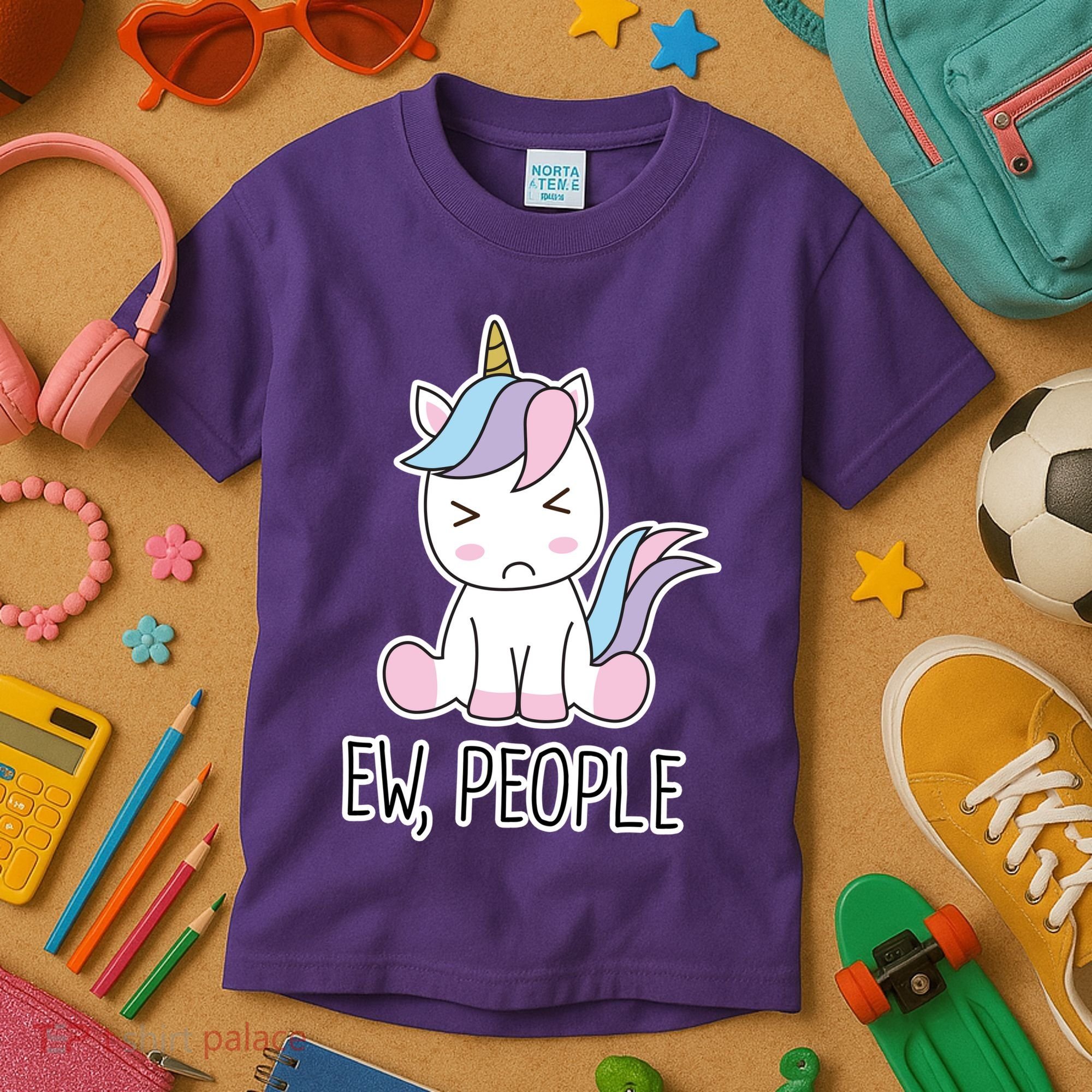 Ew People Funny Cute Unicorn Kids T-Shirt
