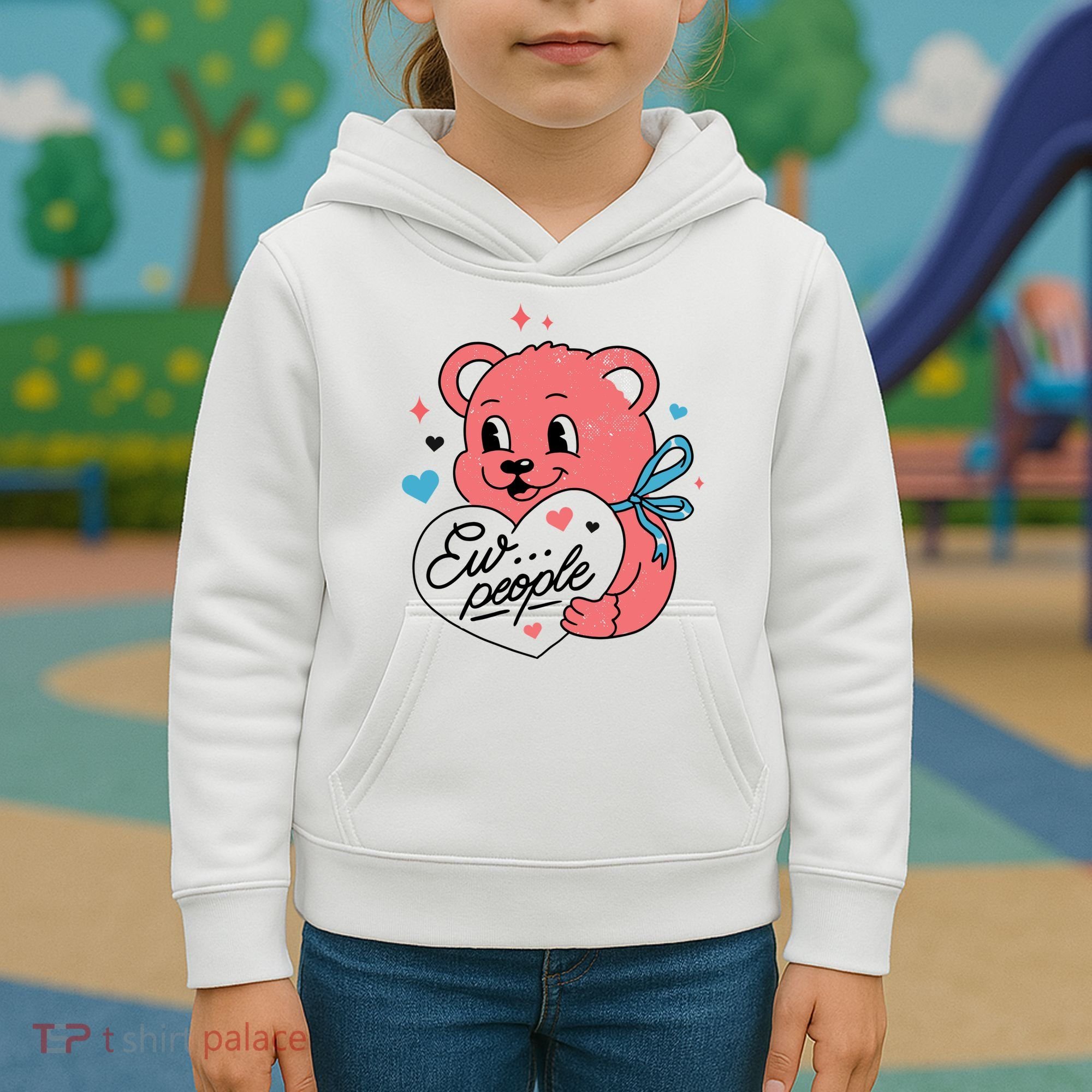 Ew People Teddy Bear Kids Hoodie