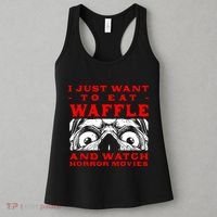 Eat Waffle And Watch Horror Movies Pancake Movie Lover Women's Tank Top thumb 3