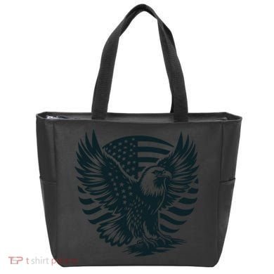 Eagle With American Flag Tote Bag
