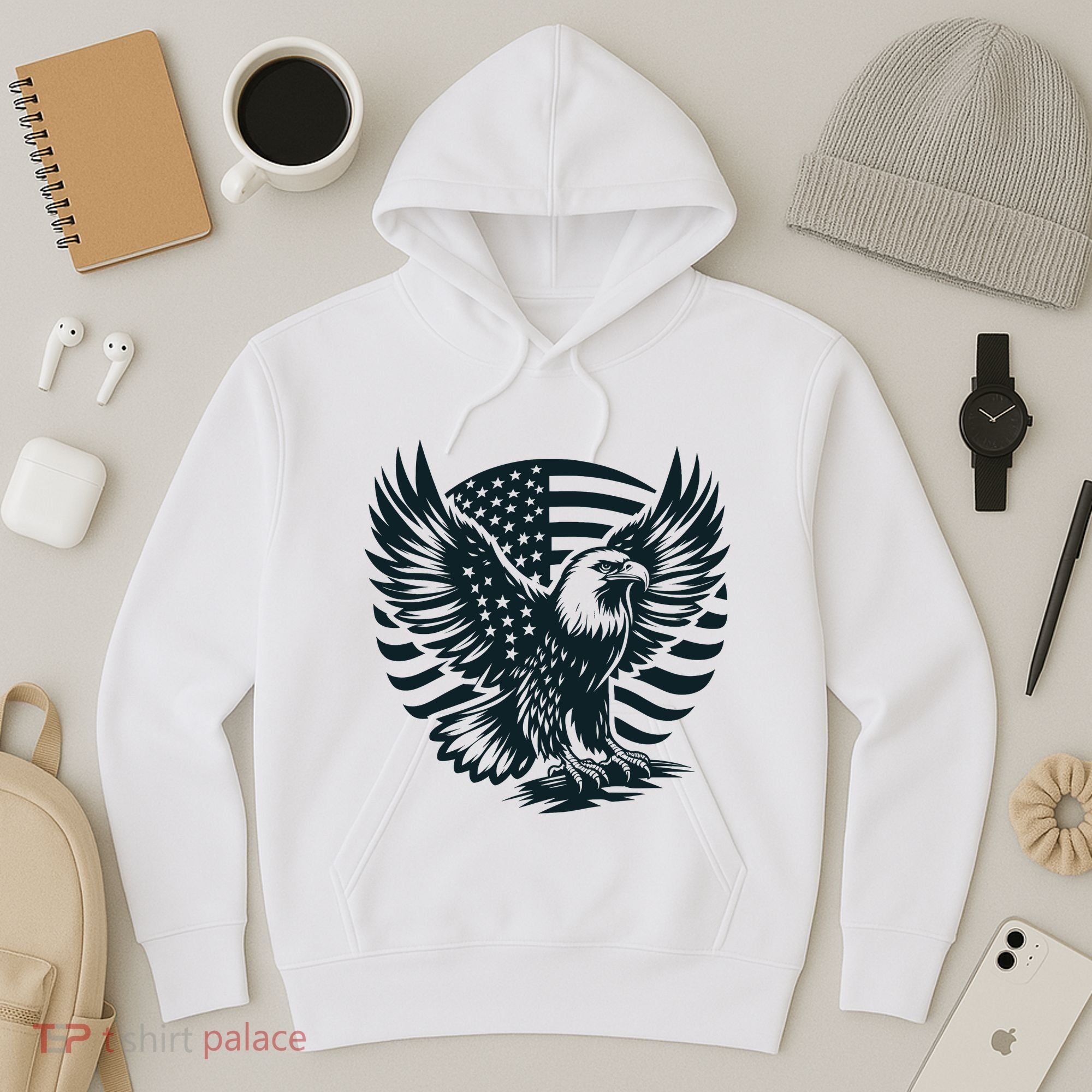 Eagle With American Flag Hoodie