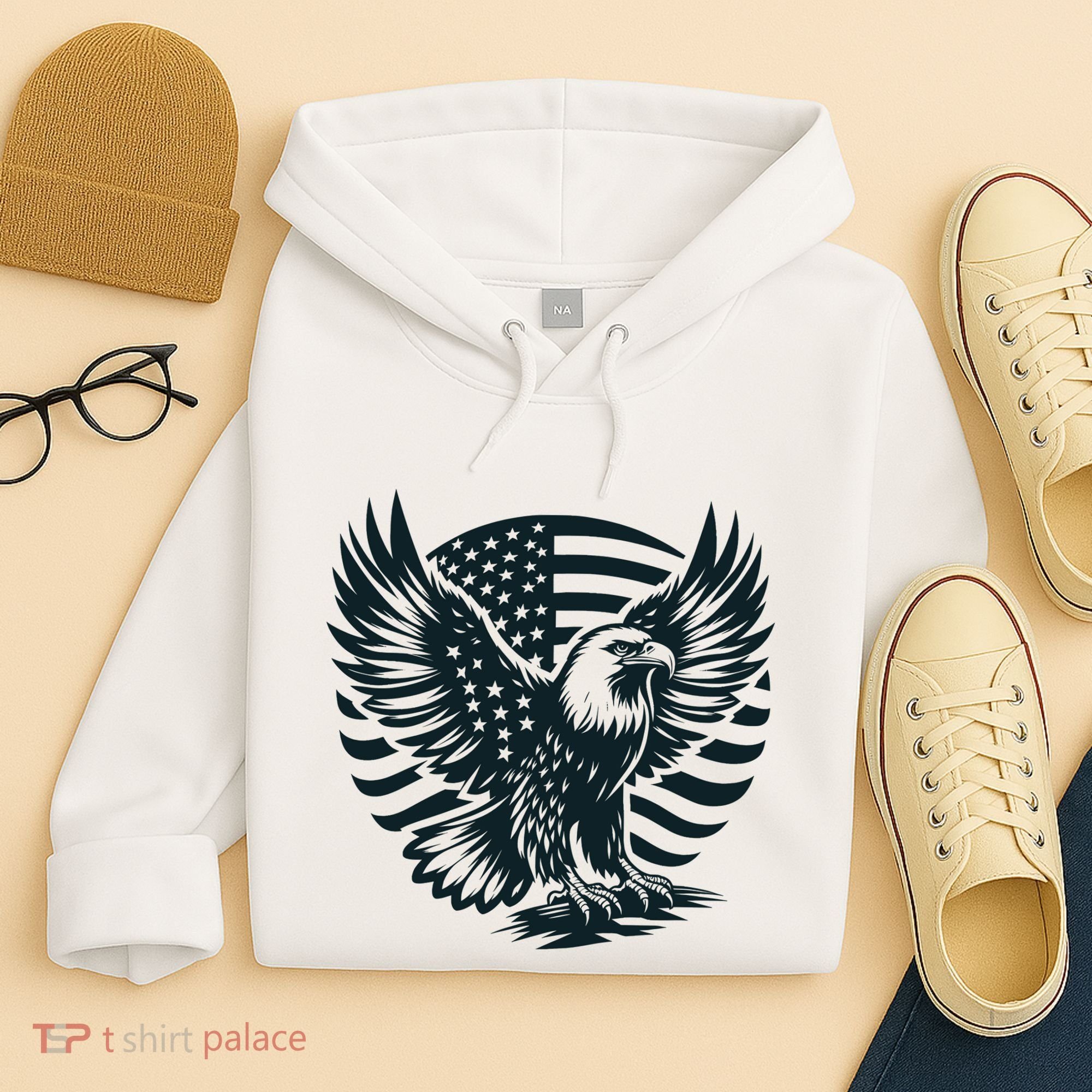 Eagle With American Flag Hoodie
