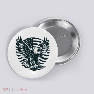 Eagle With American Flag Button