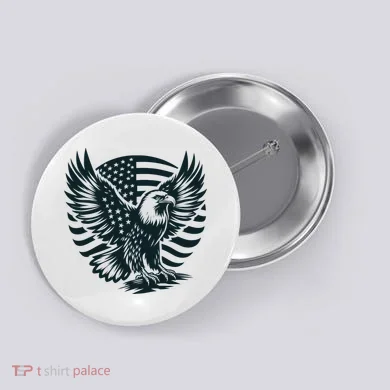 Eagle With American Flag Button