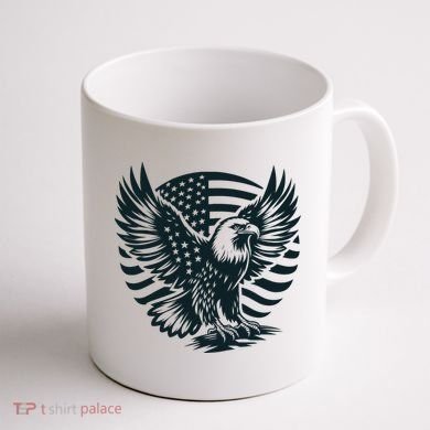 Eagle With American Flag Coffee Mug back