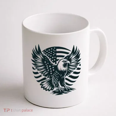 Eagle With American Flag Coffee Mug back