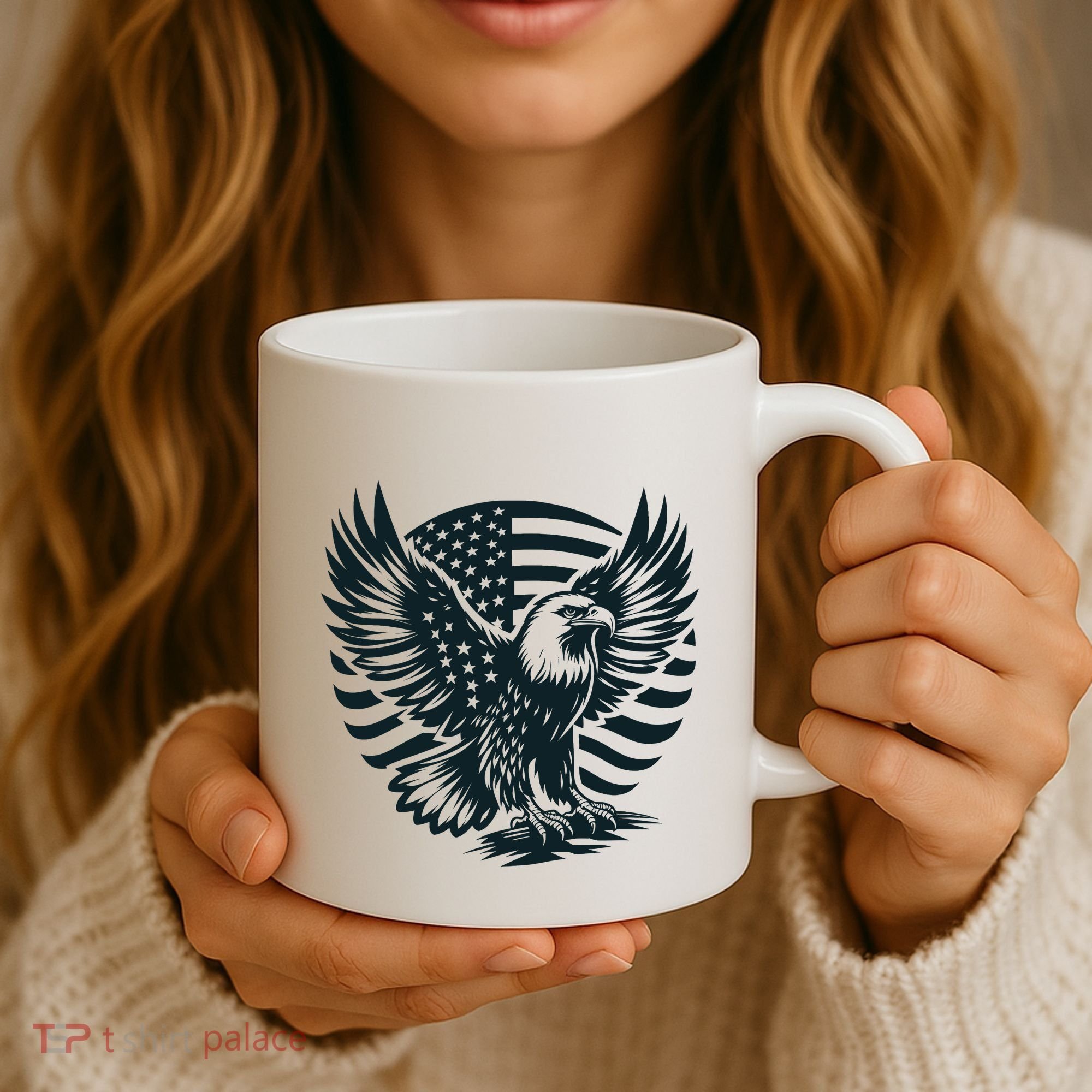 Eagle With American Flag Coffee Mug