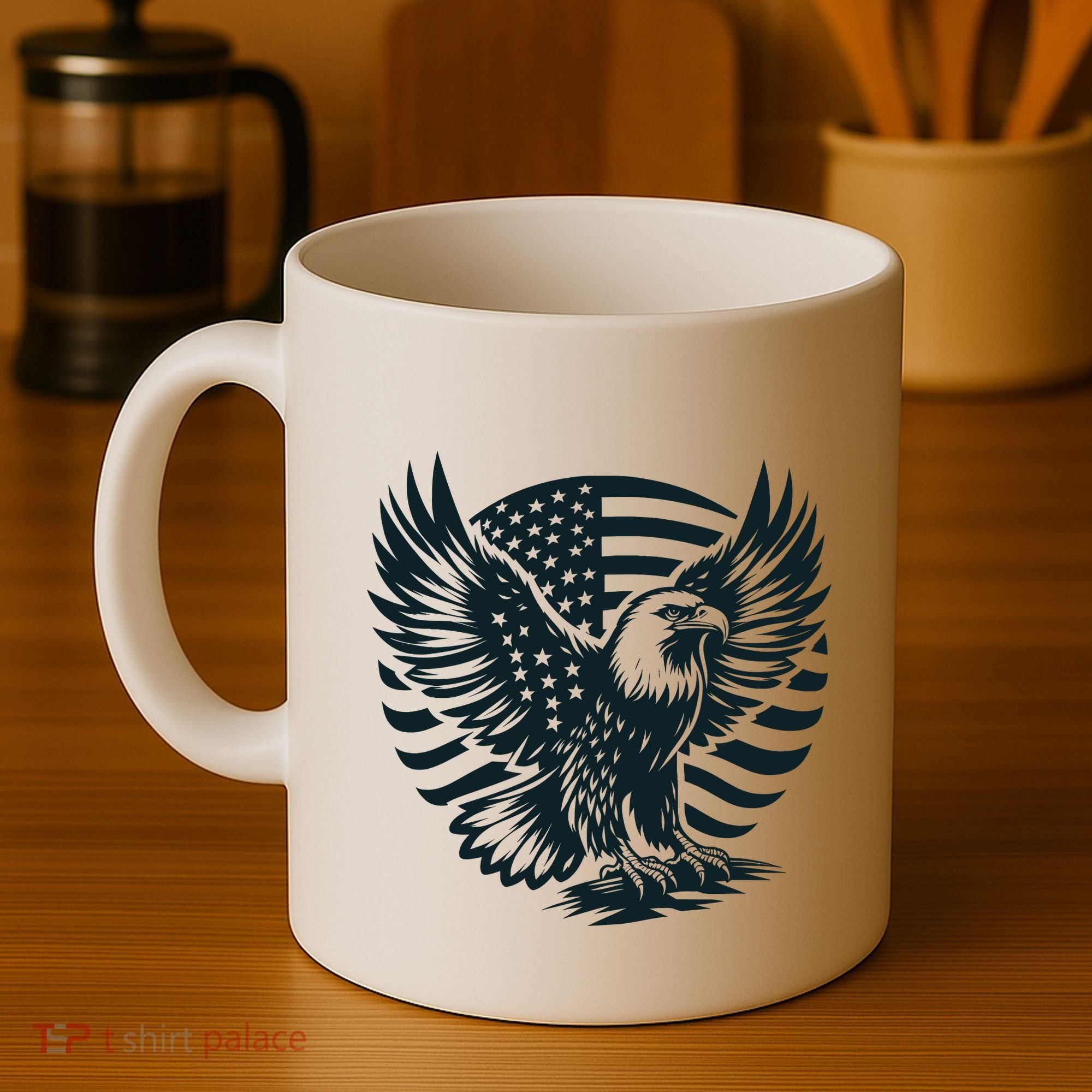 Eagle With American Flag Coffee Mug