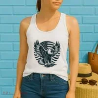 Eagle With American Flag Women's Tank Top thumb 2