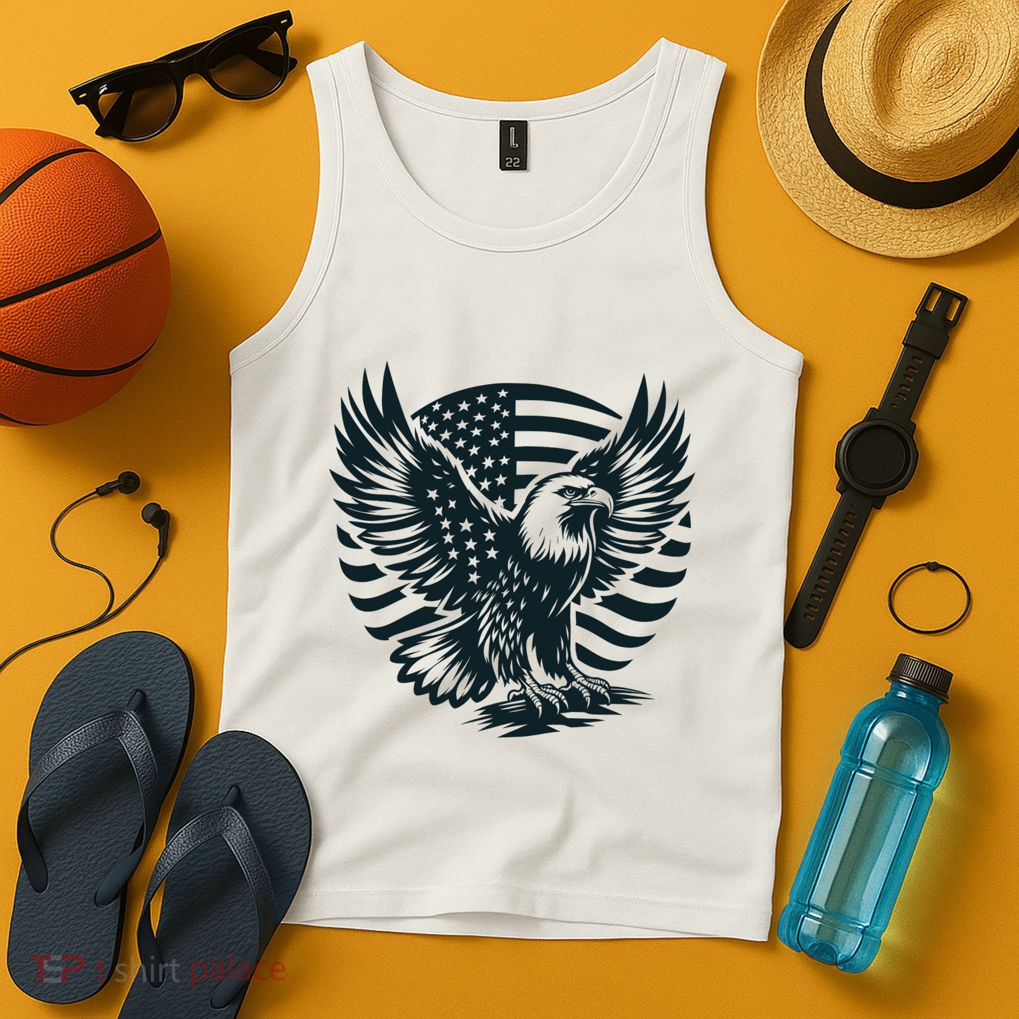 Eagle With American Flag Tank Top