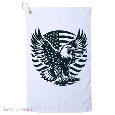 Eagle With American Flag Golf Towel